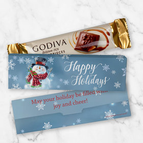 Personalized Christmas Jolly Snowman Godiva Mini Masterpiece Chocolate Bar in Gift Box