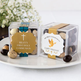 Personalized Boy First Communion JUST CANDY® favor cube with Premium New York Espresso Beans