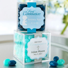 Personalized Boy First Communion JUST CANDY® favor cube with Jelly Belly Jelly Beans