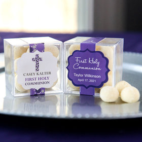 Personalized Girl First Communion JUST CANDY® favor cube with Premium Sugar Cookie Bites