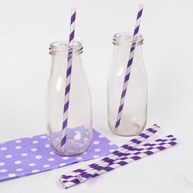 Purple Striped Paper Straws