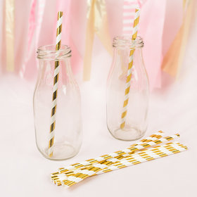 Gold Foil Striped Paper Straws