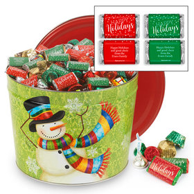 Personalized Scarf Snowman 14 lb Happy Holidays Hershey's Mix Tin