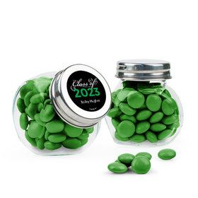 Personalized Green Graduation Favor Assembled Mini Side Jar with Just Candy Milk Chocolate Minis