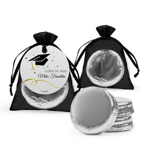 Personalized Black Graduation Favor Assembled Organza Bag Hang tag with Chocolate Covered Oreo Cookie