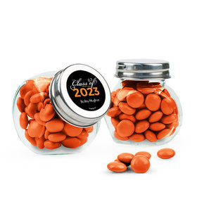Personalized Orange Graduation Favor Assembled Mini Side Jar with Just Candy Milk Chocolate Minis