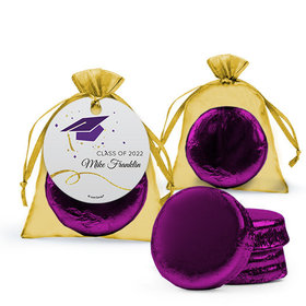 Personalized Purple Graduation Favor Assembled Organza Bag Hang tag with Chocolate Covered Oreo Cookie