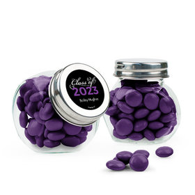 Personalized Purple Graduation Favor Assembled Mini Side Jar with Just Candy Milk Chocolate Minis
