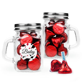 Personalized Red Graduation Favor Assembled Mini Mason Mug with Hershey's Kisses