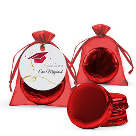 Personalized Red Graduation Favor Assembled Organza Bag Hang tag with Chocolate Covered Oreo Cookie