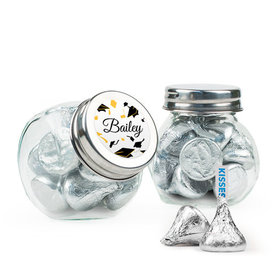 Personalized Yellow Graduation Favor Assembled Mini Side Jar with Hershey's Kisses