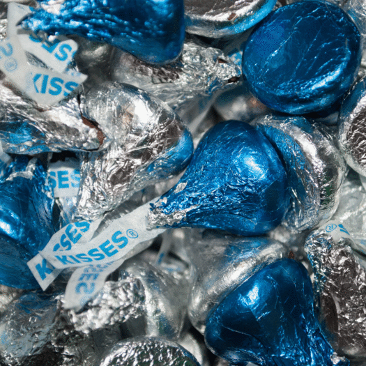 Dark Blue & Silver Hershey's Kisses Foil Wrapped Bulk Chocolate Candy