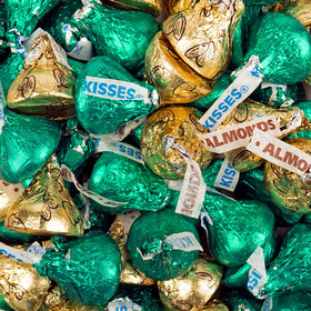 Green & Gold Hershey's Kisses Foil Wrapped Bulk Chocolate Candy