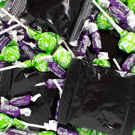 Halloween Candy Mix - Black Skittle Packets, Green Apple Dum Dums, Purple Grape frooties
