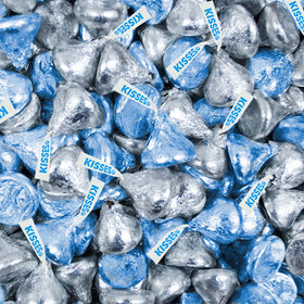 Light Blue & Silver Hershey's Kisses Foil Wrapped Bulk Chocolate Candy