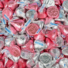 Light Pink & Silver Hershey's Kisses Foil Wrapped Bulk Chocolate Candy