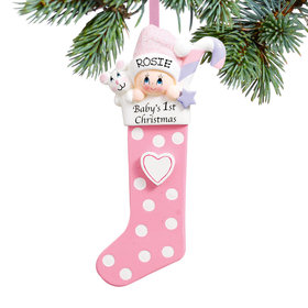 Baby's First Stocking Pink Ornament