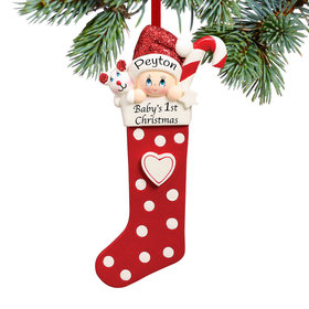 Baby's First Stocking Red Ornament