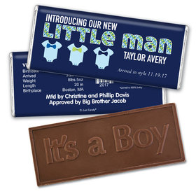 Baby Boy Announcement Personalized Embossed Chocolate Bar