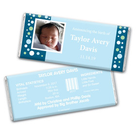 Baby Boy Announcement Personalized Chocolate Bar Wrappers Dots & a Photo