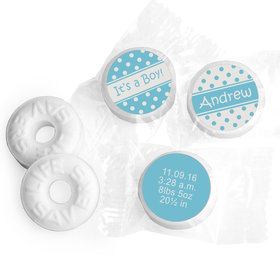 Baby Boy Announcement Personalized Life Savers Mints Polka Dots