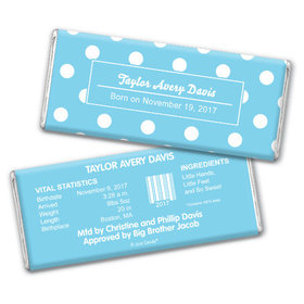 Baby Boy Announcement Personalized Chocolate Bar Polka Dots