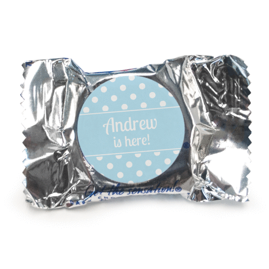 Baby Boy Announcement Personalized York Peppermint Patties Polka Dots