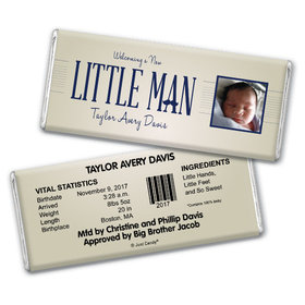 Baby Boy Announcement Personalized Chocolate Bar Little Man Mustache Photo