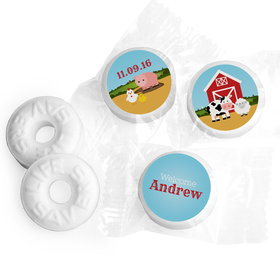 Baby Boy Announcement Personalized Life Savers Mints Barnyard with