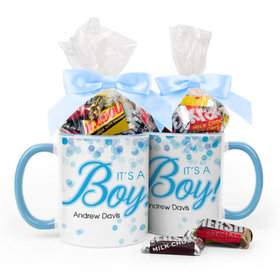 Personalized Baby Boy Announcement Bubbles 11oz Mug with Hershey's Miniatures