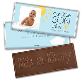Personalized Our Little Son Shine Baby Boy Birth Announcement Hershey's Embossed Chocolate Bar & Wrapper