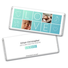 Personalized Boxes of Love Baby Boy Birth Announcement Hershey's Chocolate Bar & Wrapper