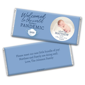 Personalized Pandemic Baby Boy Birth Announcement Chocolate Bar & Wrapper