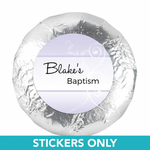 Baptism 1.25" Sticker Cross & Scroll (48 Stickers)