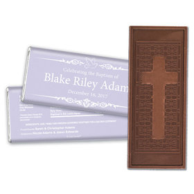 Baptism Personalized Embossed Cross Chocolate Bar Dove Frame Message