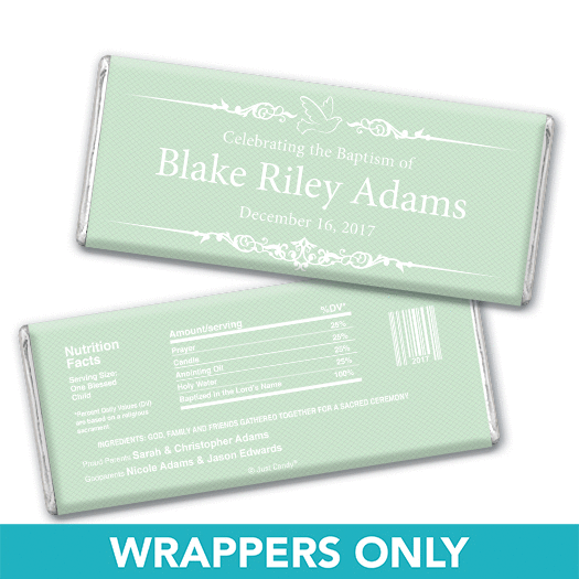 Baptism Personalized Chocolate Bar Wrappers Dove Frame Message