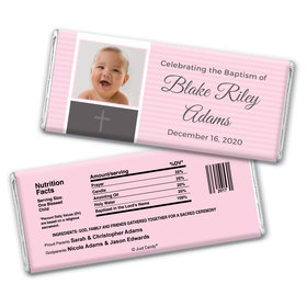 Baptism Personalized Chocolate Bar Wrappers Photo & Cross