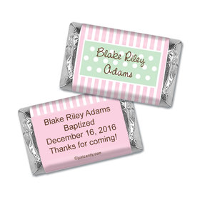 Baptism Personalized Hershey's Miniatures Wrappers Dots & Pinstripes