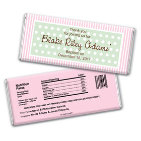 Baptism Personalized Chocolate Bar Dots & Pinstripes