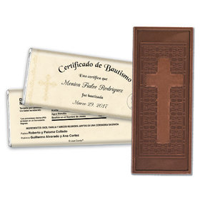 Baptism Embossed Cross Chocolate Bar Certificado de Bautismo