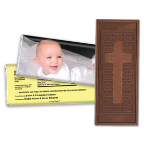 Personalized Baptism Embossed Cross Chocolate Bar & Wrapper