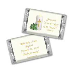 Baptism Personalized Hershey's Miniatures Candle with Cross