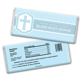 Baptism Personalized Chocolate Bar Wrappers Cross & Stripes