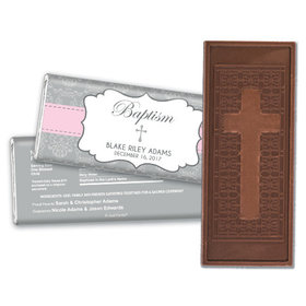 Baptism Personalized Embossed Cross Chocolate Bar Framed Cross