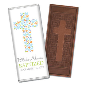 Baptism Personalized Embossed Cross Chocolate Bar Cross of Hearts