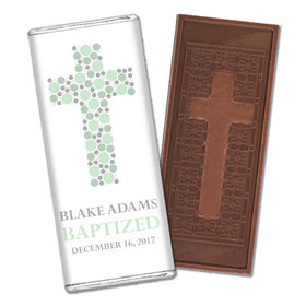 Baptism Personalized Embossed Cross Chocolate Bar Polka Dot Cross