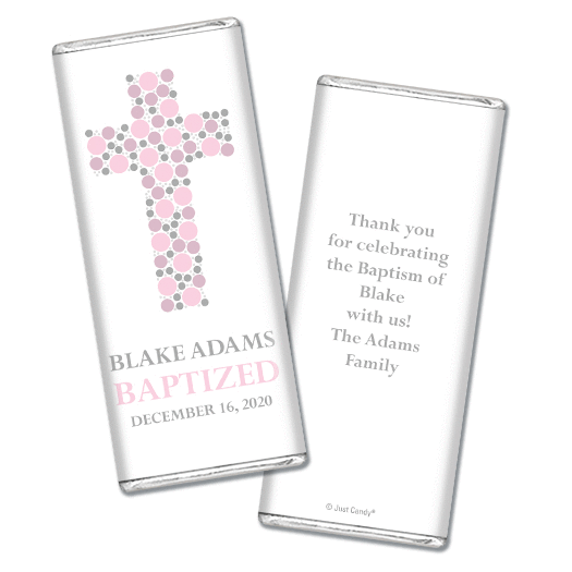 Baptism Personalized Chocolate Bar Wrappers Polka Dot Cross