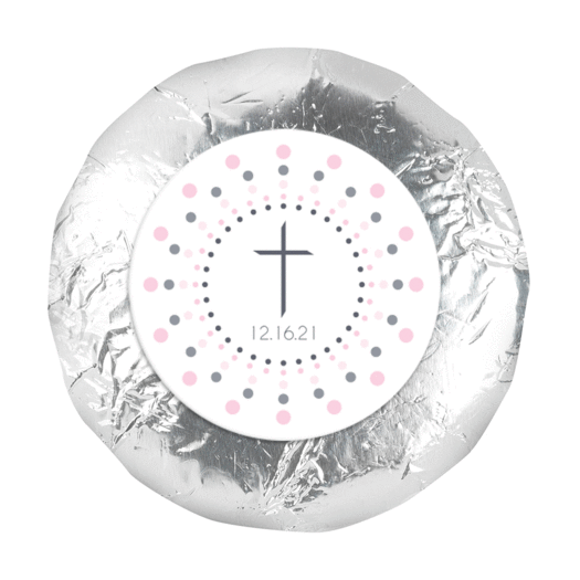 Baptism 1.25" Sticker Circled Cross (48 Stickers)