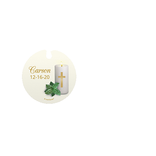 Personalized Baptism Candle Hang Tag for Organza Bag