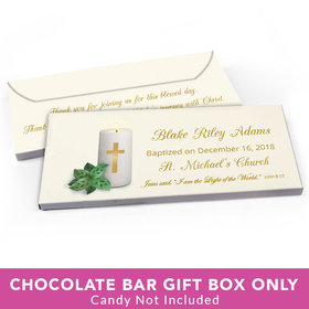 Deluxe Personalized Baptism Candle Candy Bar Favor Box